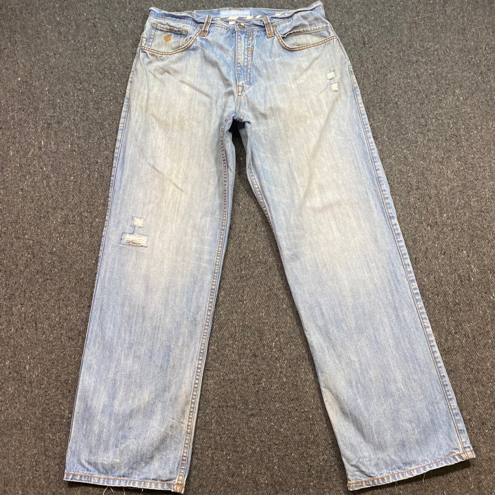 Rocawear Baggy Jeans Sz 36 Mens Blue Y2K Streetwear Hip Hop Loose Fit Distressed